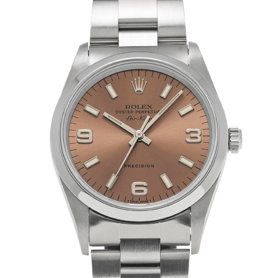 ROLEX AIR-KING PINK WATCH: ROLEX Air-King pink Watch Brand: ROLEX Type/Style: Wristwatch Material: Band Material Stainless steel, Case Material Stainless steel Color: Dial Color pink Size: Case Size H/about 34mm W/about 34mm D/