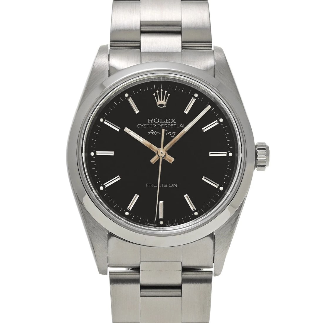 ROLEX AIR-KING BLACK WATCH: ROLEX Air-King black Watch Brand: ROLEX Type/Style: Wristwatch Material: Band Material Stainless steel, Case Material Stainless steel Color: Dial Color black Size: Case Size H/about 34mm W/about 34mm