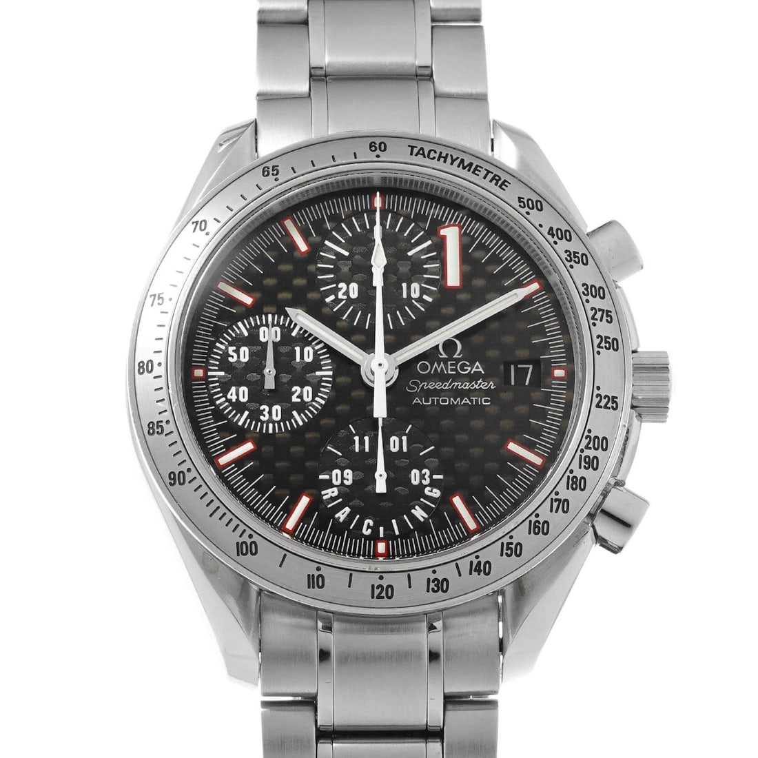 OMEGA SPEEDMASTER RACING MICHAEL SCHUMACHER BLACK WATCH: OMEGA Speedmaster Racing Michael Schumacher black Watch Brand: OMEGA Type/Style: Wristwatch Material: Band Material Stainless Steel, Case Material Stainless Steel Color: Dial Color Dial Color Black