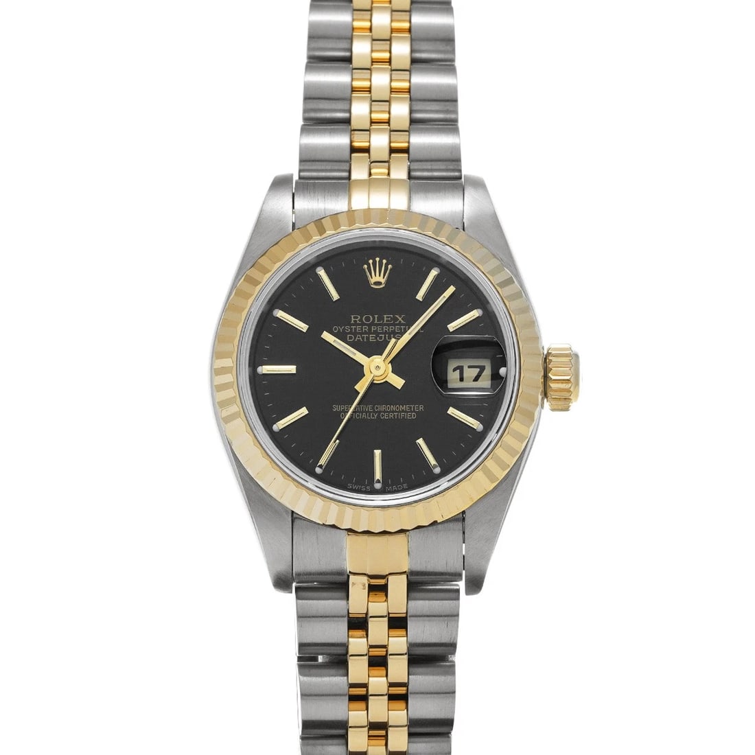 ROLEX DATEJUST BLACK WATCH: ROLEX Datejust black Watch Brand: ROLEX Type/Style: Wristwatch Material: Band Material Stainless steel/Yellow Gold, Case Material Stainless steel Color: Dial Color black Size: Case Size H/about 26mm