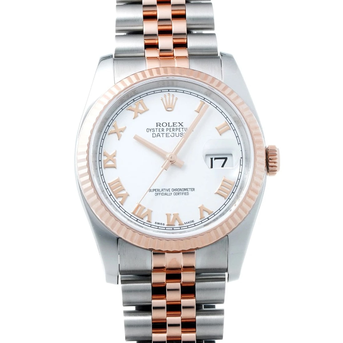 ROLEX DATEJUST WHITE WATCH: ROLEX Datejust white Watch Brand: ROLEX Type/Style: Wristwatch Material: Band Material Stainless steel/Everrose gold, Case Material Stainless steel Color: Dial Color white Size: Case Size H/about