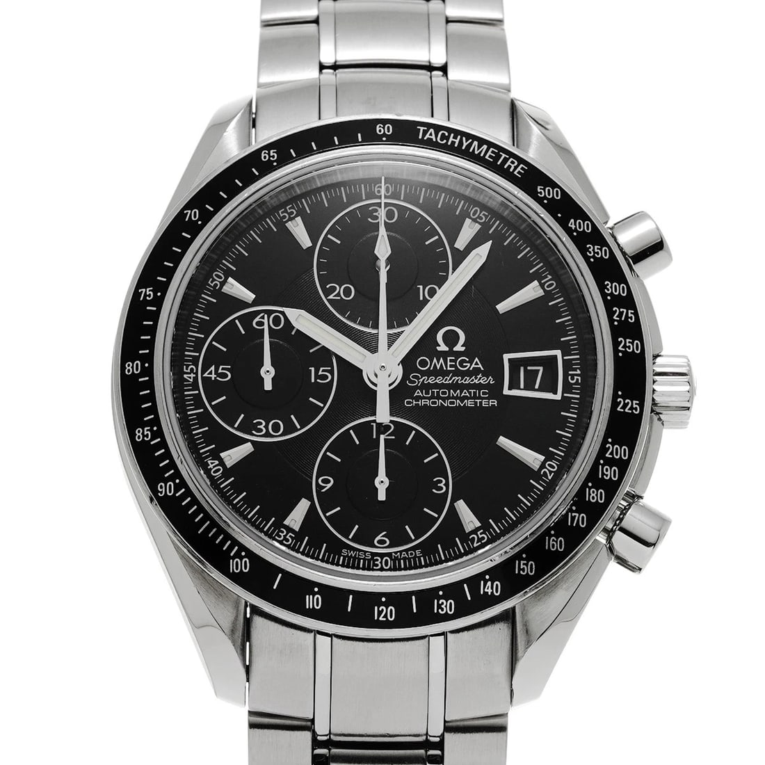 OMEGA SPEEDMASTER DATE BLACK WATCH: OMEGA Speedmaster Date black Watch Brand: OMEGA Type/Style: Wristwatch Material: Band Material Stainless steel, Case Material Stainless steel Color: Dial Color black Size: Case Size H/about 40mm W/abo
