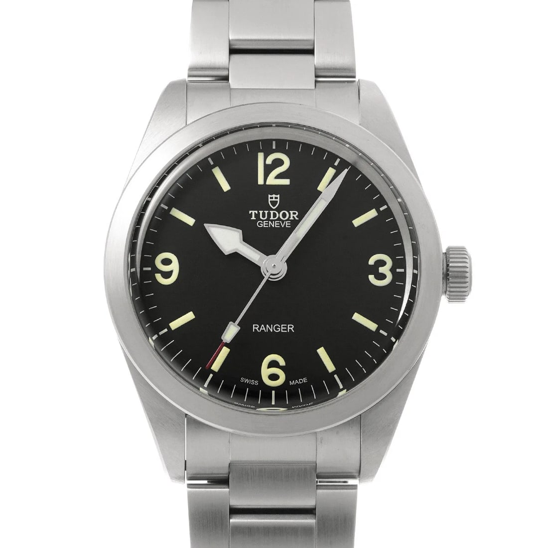 TUDOR RANGER BLACK WATCH: TUDOR Ranger black Watch Brand: TUDOR Type/Style: Wristwatch Material: Band Material Stainless steel, Case Material Stainless steel Color: Dial Color black Size: Case Size H/about 39mm W/about 39mm D/