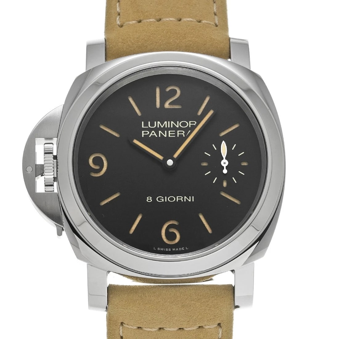 PANERAI LUMINOR DESTRO GIORNI BLACK WATCH: PANERAI Luminor Destro Giorni black Watch Brand: PANERAI Type/Style: Wristwatch Material: Band Material leather, Case Material Stainless steel Color: Dial Color black Size: Case Size H/about 44mm
