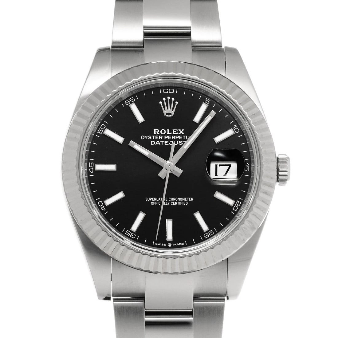 ROLEX DATEJUST 41 BRIGHT BLACK WATCH: ROLEX Datejust 41 Bright black Watch Brand: ROLEX Type/Style: Wristwatch Material: Band Material Stainless steel, Case Material Stainless steel Color: Dial Color Bright black Size: Case Size H/about