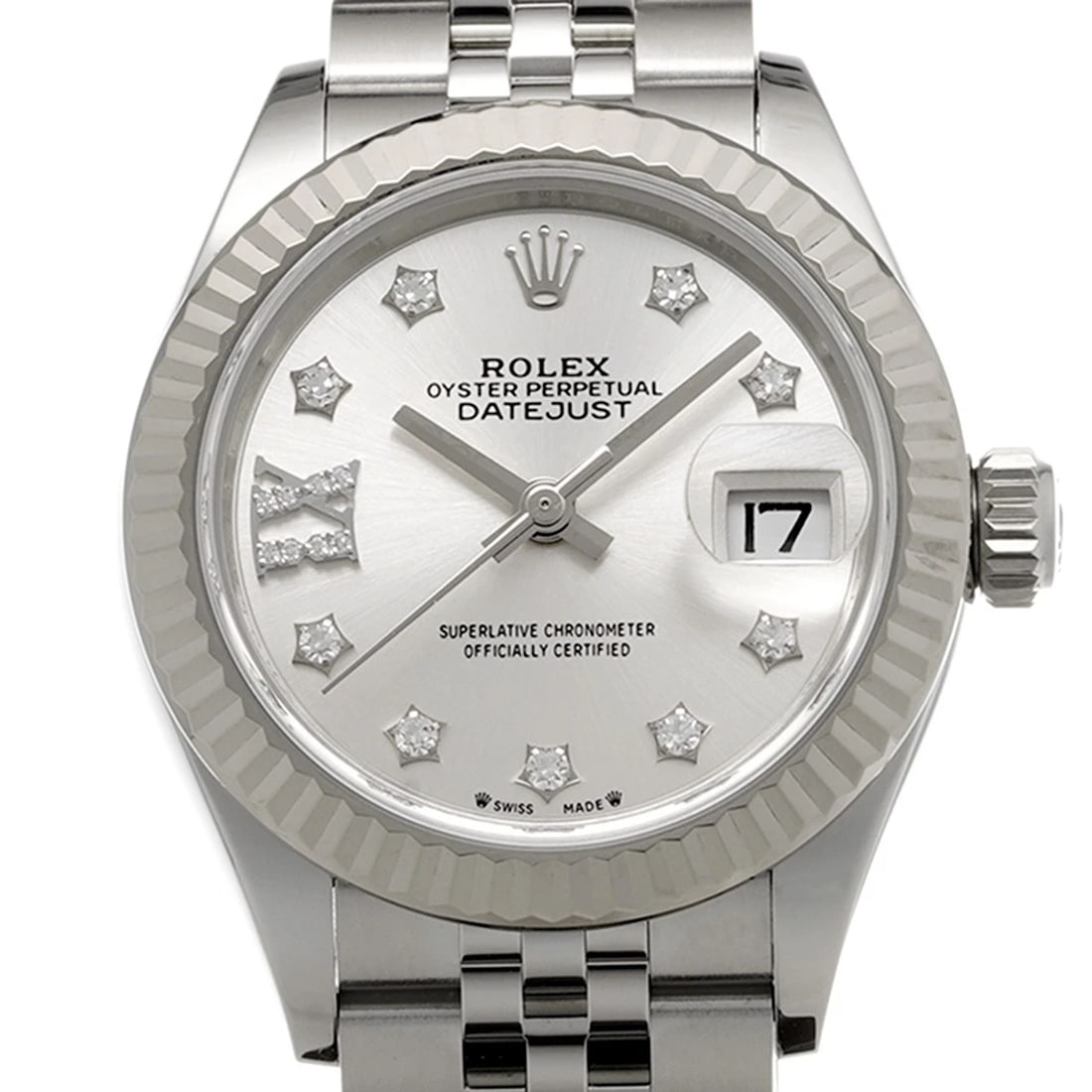 ROLEX DATEJUST 28 SILVER/DIAMOND WATCH - 4