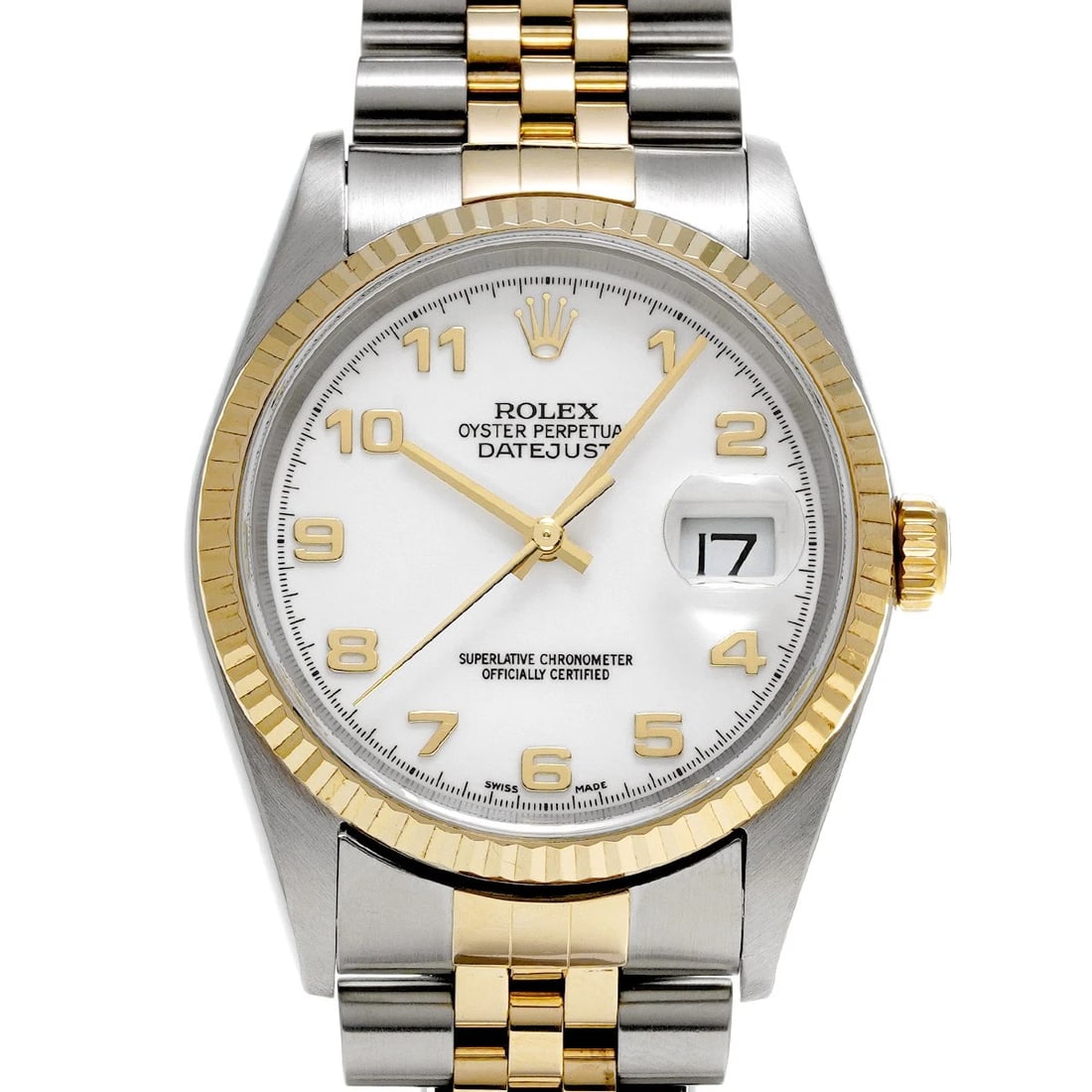 ROLEX DATEJUST WHITE WATCH: ROLEX Datejust white Watch Brand: ROLEX Type/Style: Wristwatch Material: Band Material Stainless steel/Yellow Gold, Case Material Stainless steel Color: Dial Color white Size: Case Size H/about 36mm