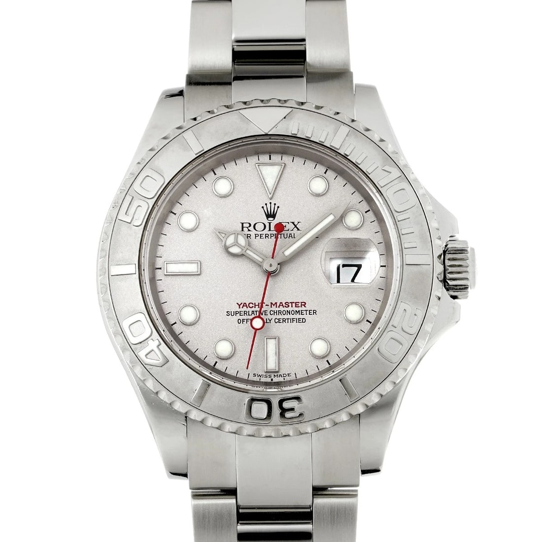 ROLEX YACHT-MASTER ROLESIUM SILVER WATCH: ROLEX Yacht-Master Rolesium Silver Watch Brand: ROLEX Type/Style: Wristwatch Material: Band Material Stainless steel, Case Material Stainless steel Color: Dial Color Silver Size: Case Size H/about 40m