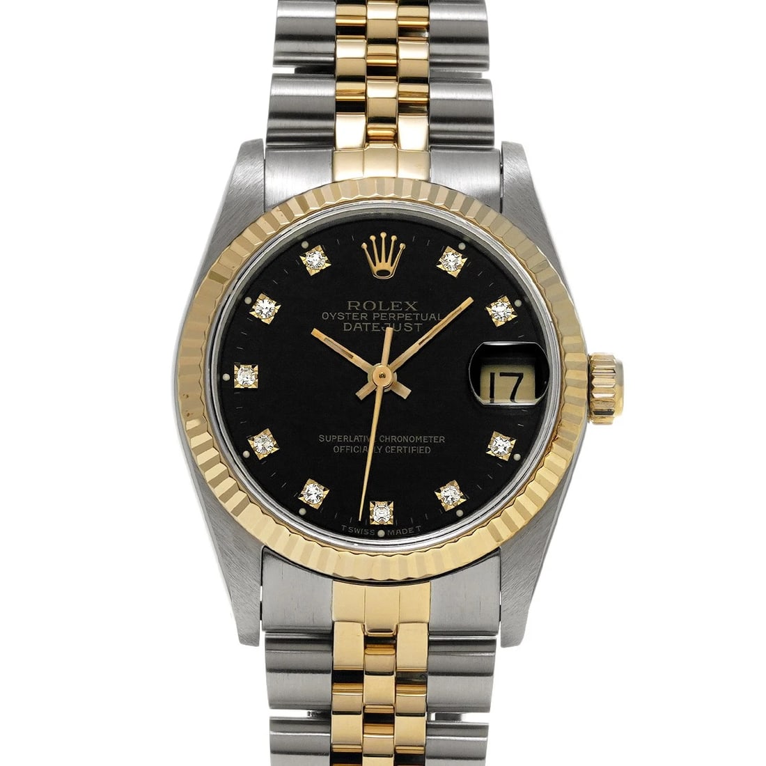 ROLEX DATEJUST 31 BLACK/DIAMOND WATCH: ROLEX Datejust 31 black/diamond Watch Brand: Rolex Type/Style: Wristwatch Material: Band Material Stainless Steel, Yellow Gold, Case Material Stainless Steel, Yellow Gold Color: Dial Color Dial Color