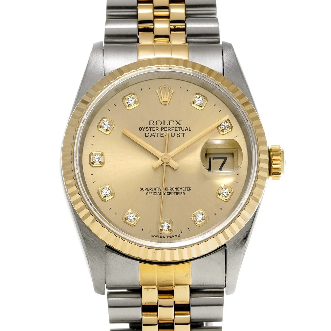 ROLEX DATEJUST CHAMPAGNE/DIAMOND WATCH (1 of 4)