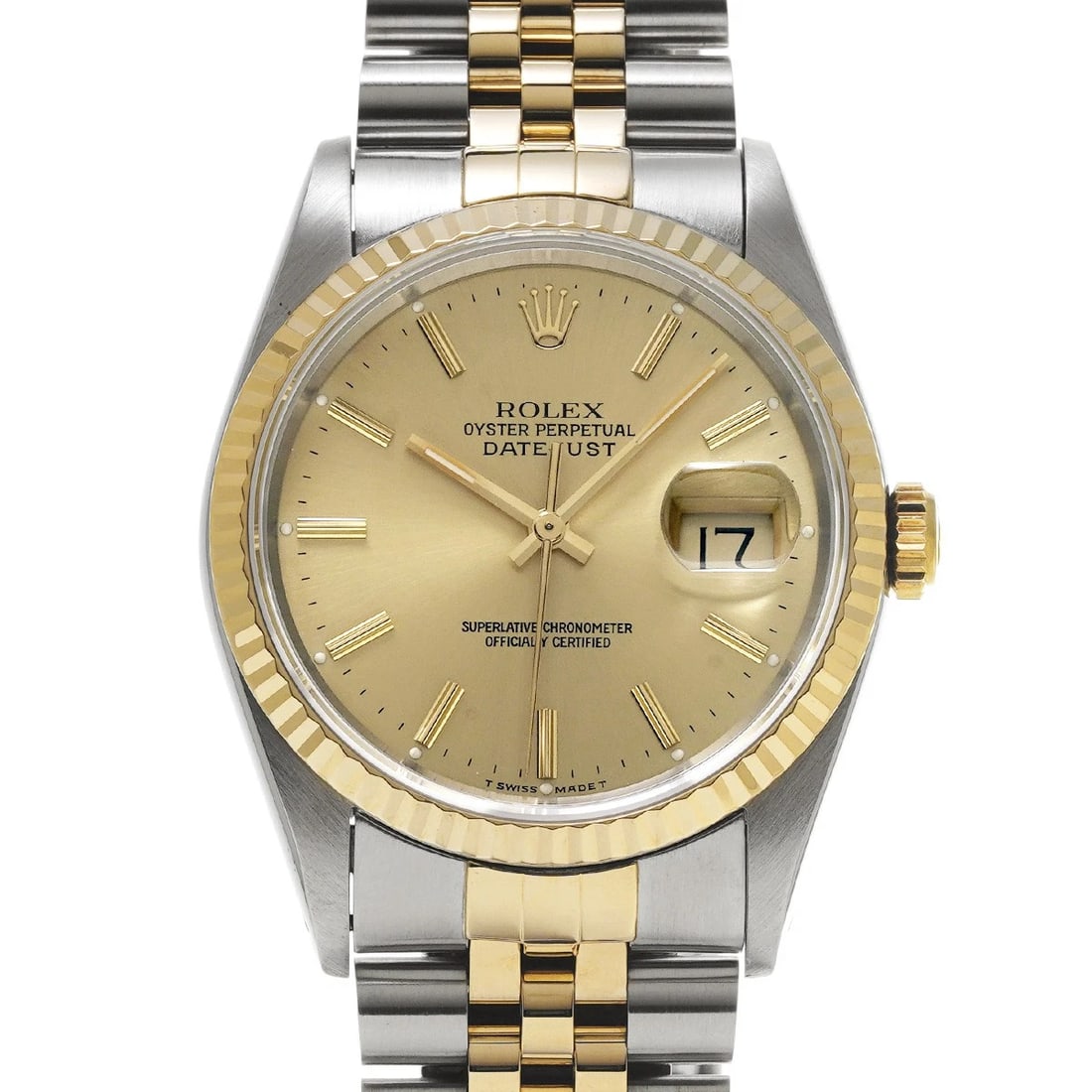 ROLEX DATEJUST 36 CHAMPAGNE WATCH: ROLEX Datejust 36 Champagne Watch Brand: ROLEX Type/Style: Wristwatch Material: Band Material Stainless steel/Yellow Gold, Case Material Stainless steel Color: Dial Color Champagne Size: Case Size