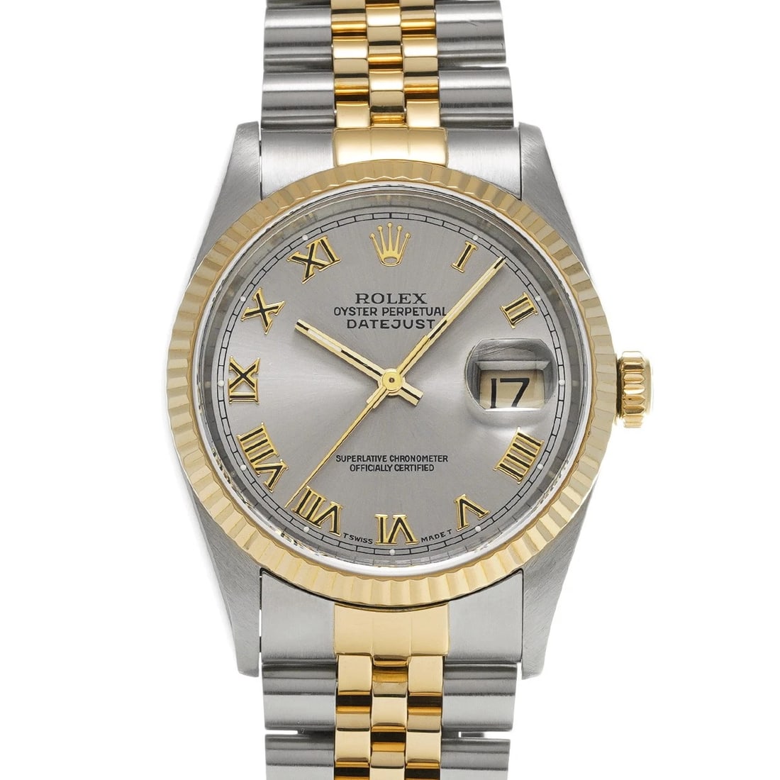 ROLEX DATEJUST GRAY WATCH: ROLEX Datejust gray Watch Brand: ROLEX Type/Style: Wristwatch Material: Band Material Stainless steel/Yellow Gold, Case Material Stainless steel Color: Dial Color gray Size: Case Size H/about 36mm