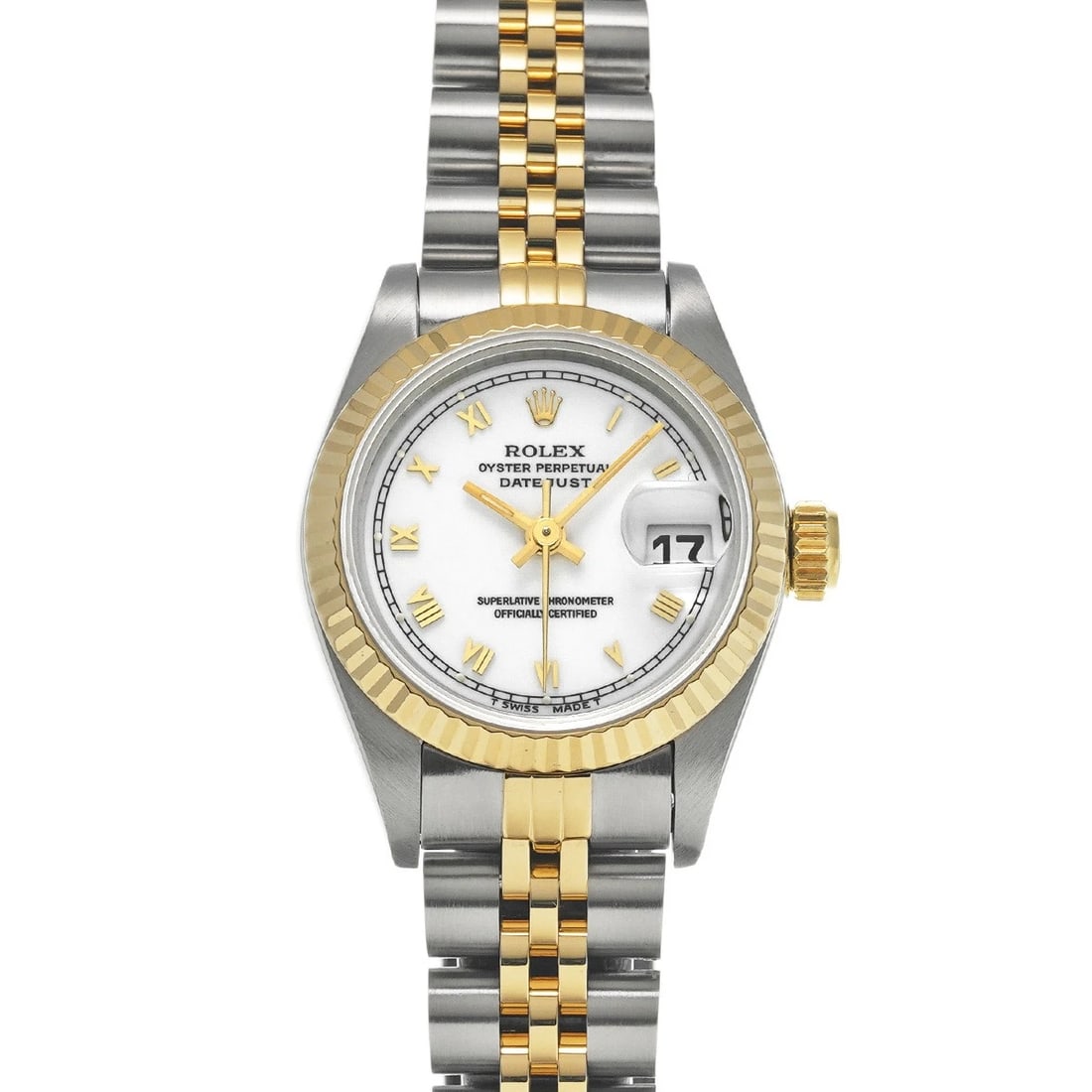 ROLEX DATEJUST WHITE WATCH: ROLEX Datejust white Watch Brand: ROLEX Type/Style: Wristwatch Material: Band Material Stainless steel/Yellow Gold, Case Material Stainless steel Color: Dial Color white Size: Case Size H/about 26mm W