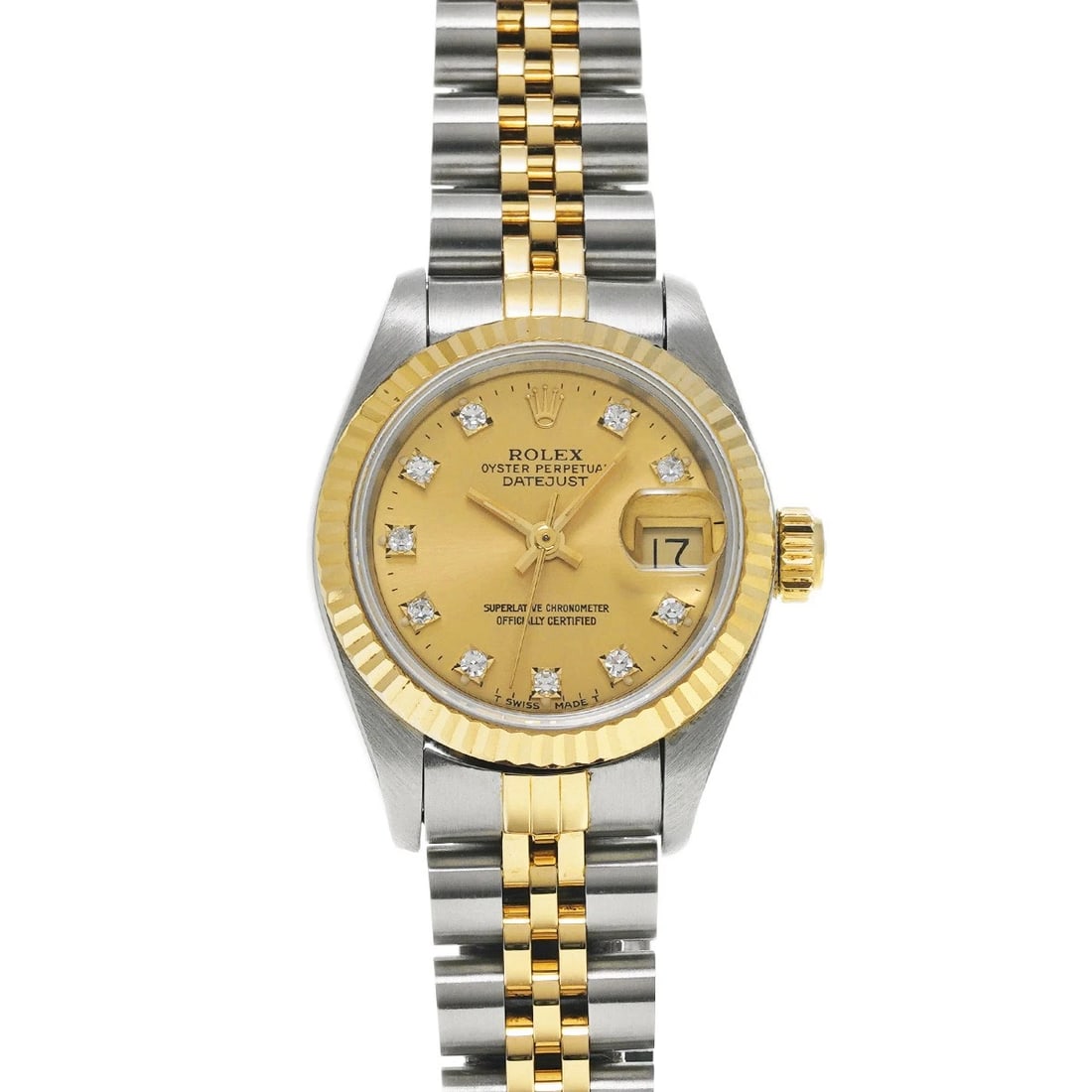 ROLEX DATEJUST CHAMPAGNE/DIAMOND WATCH: ROLEX Datejust Champagne/diamond Watch Brand: ROLEX Type/Style: Wristwatch Material: Band Material Stainless steel/Yellow Gold, Case Material Stainless steel Color: Dial Color Champagne Size: Case
