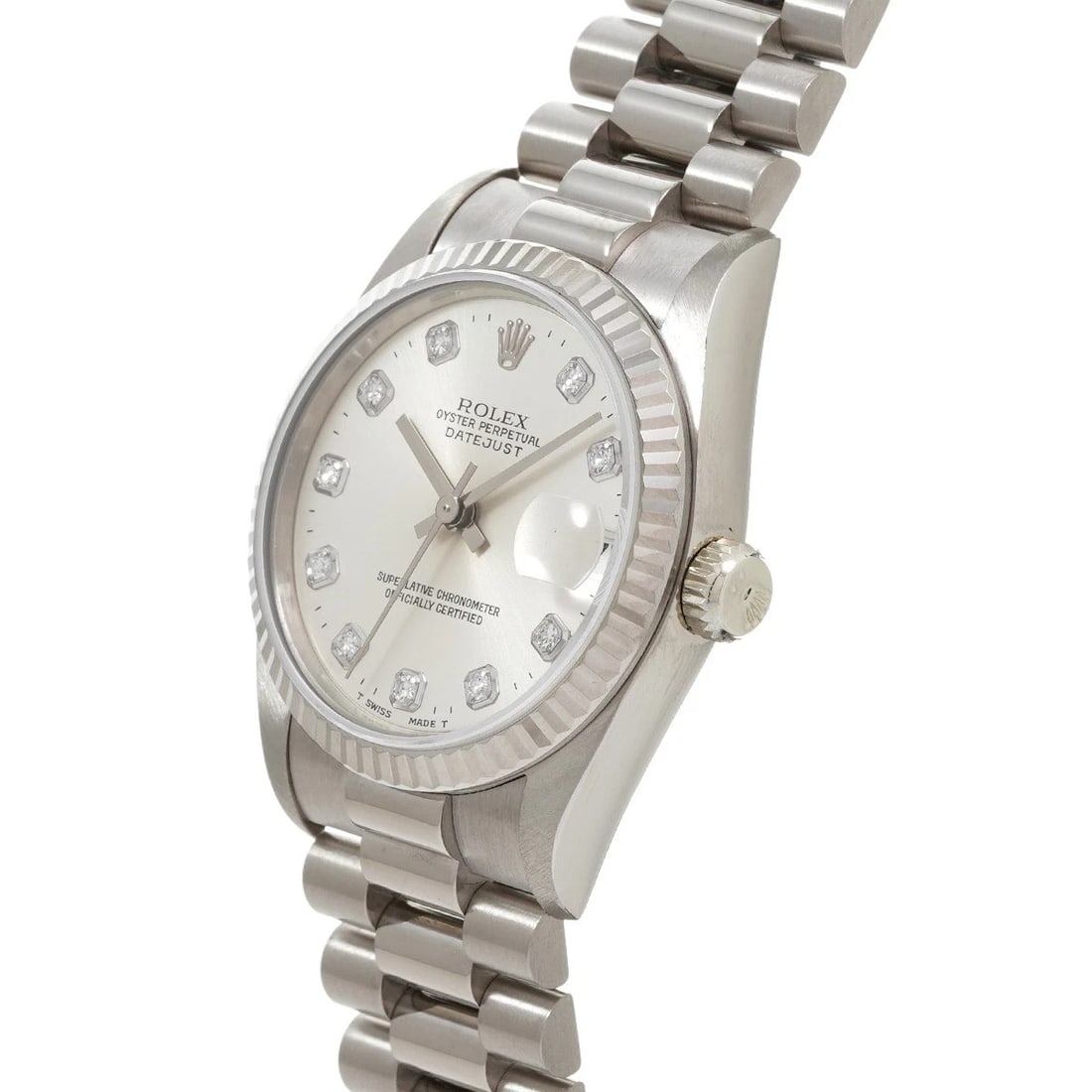 ROLEX DATEJUST SILVER/DIAMOND WATCH - 2