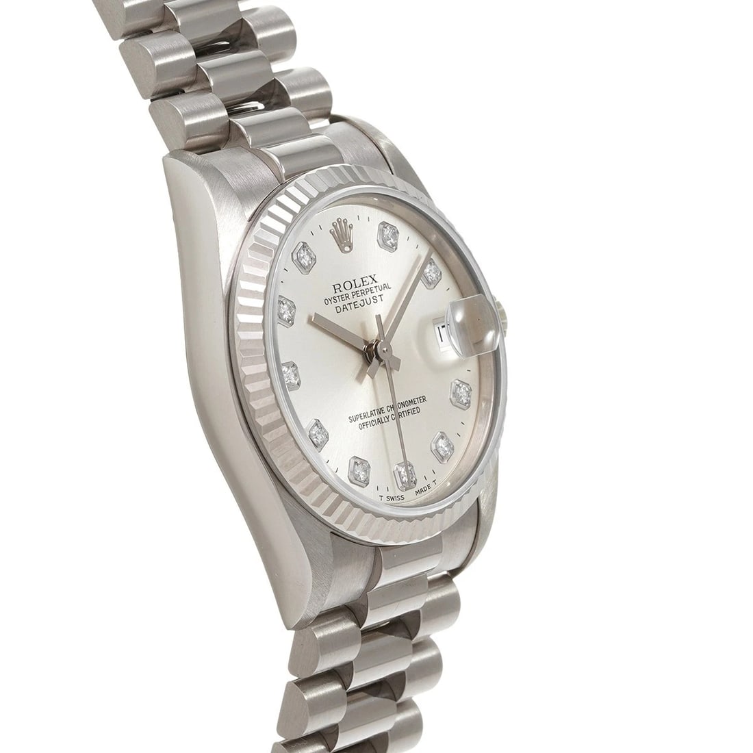 ROLEX DATEJUST SILVER/DIAMOND WATCH - 3