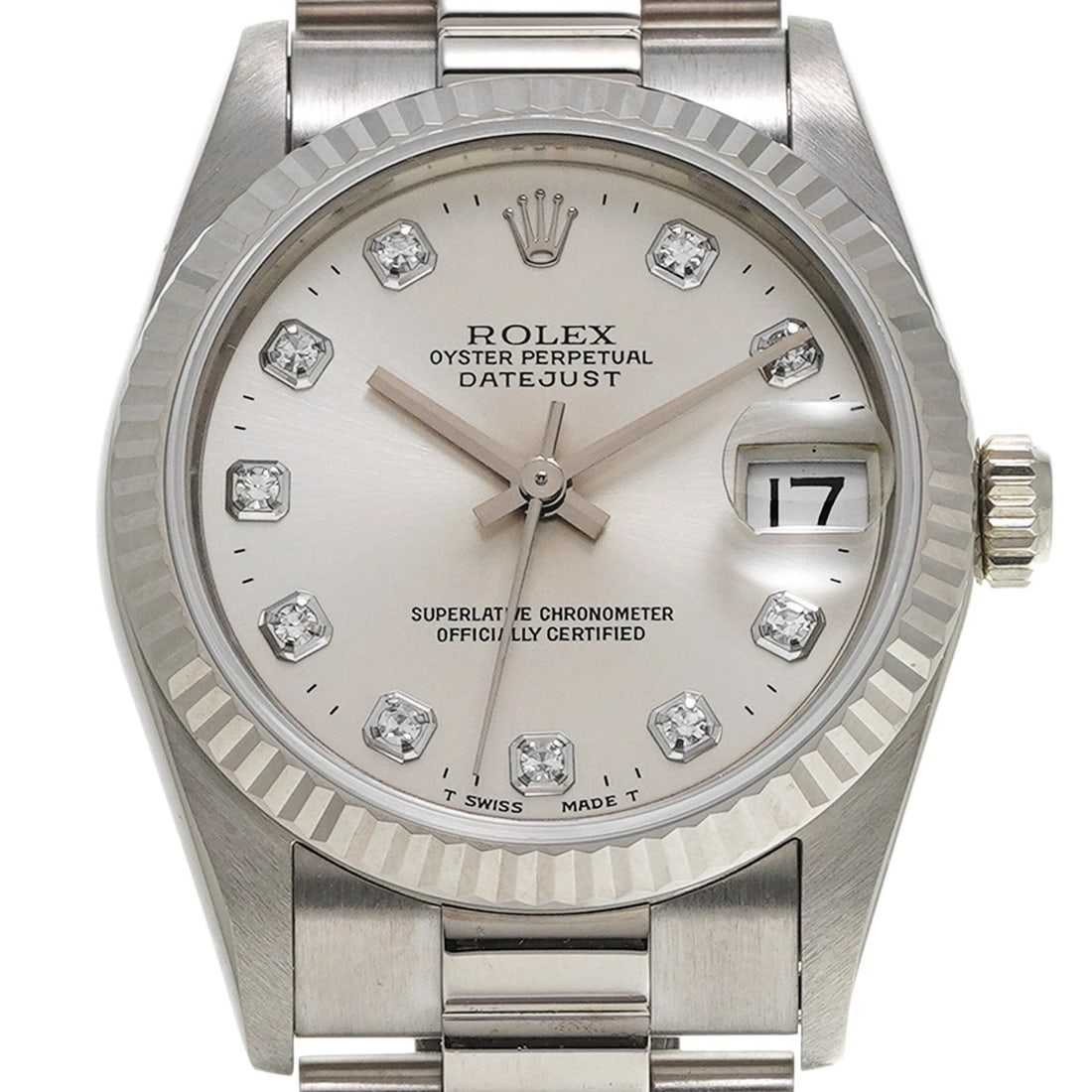 ROLEX DATEJUST SILVER/DIAMOND WATCH - 4