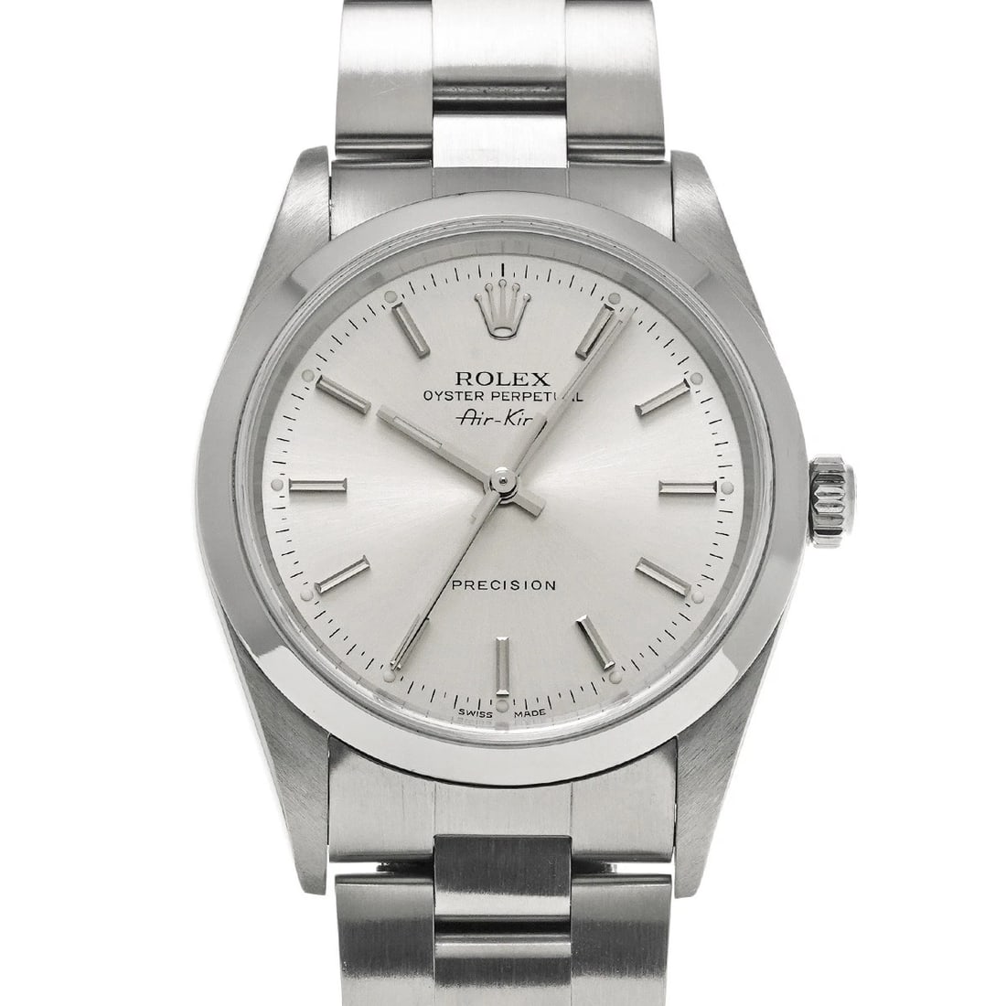 ROLEX AIR-KING SILVER WATCH: ROLEX Air-King Silver Watch Brand: Rolex Type/Style: Wristwatch Material: Band Material Stainless Steel, Case Material Stainless Steel Color: Dial Color Dial Color Blue Case Color Silver Band Color