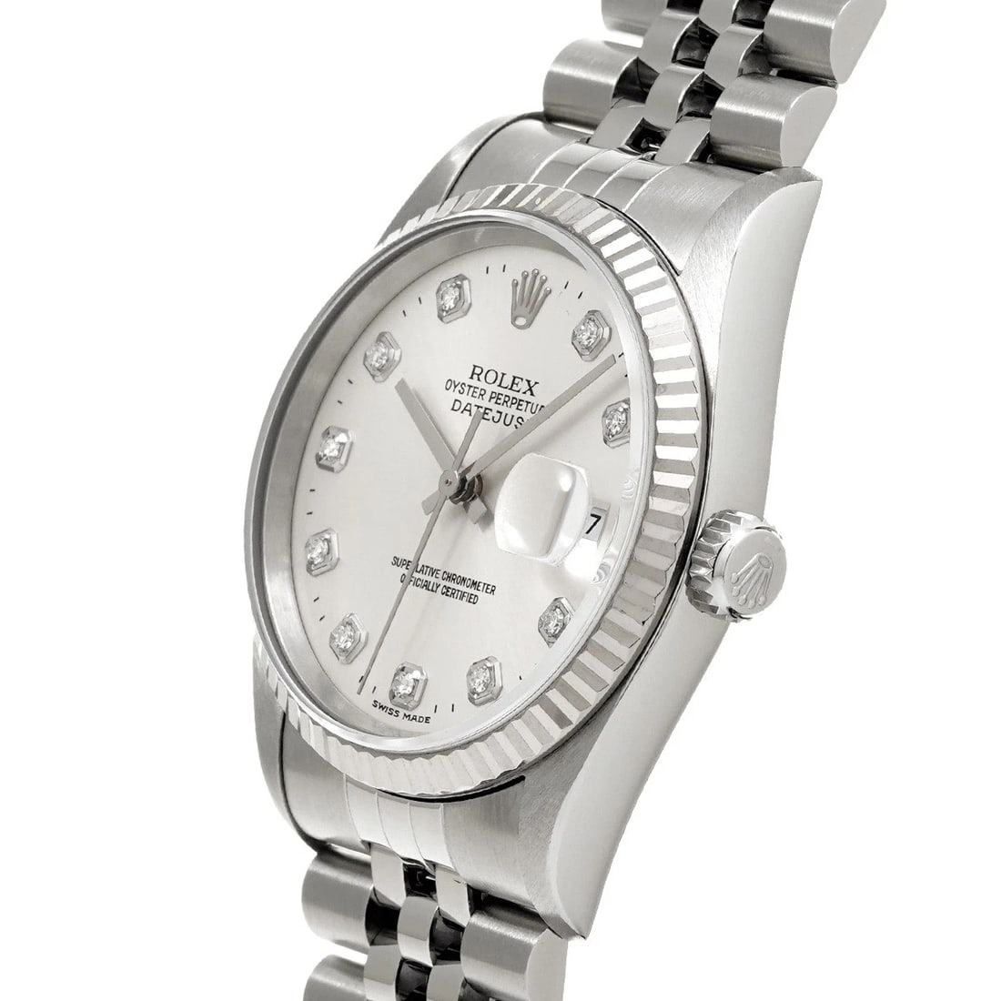ROLEX DATEJUST 36 SILVER/DIAMOND WATCH - 2