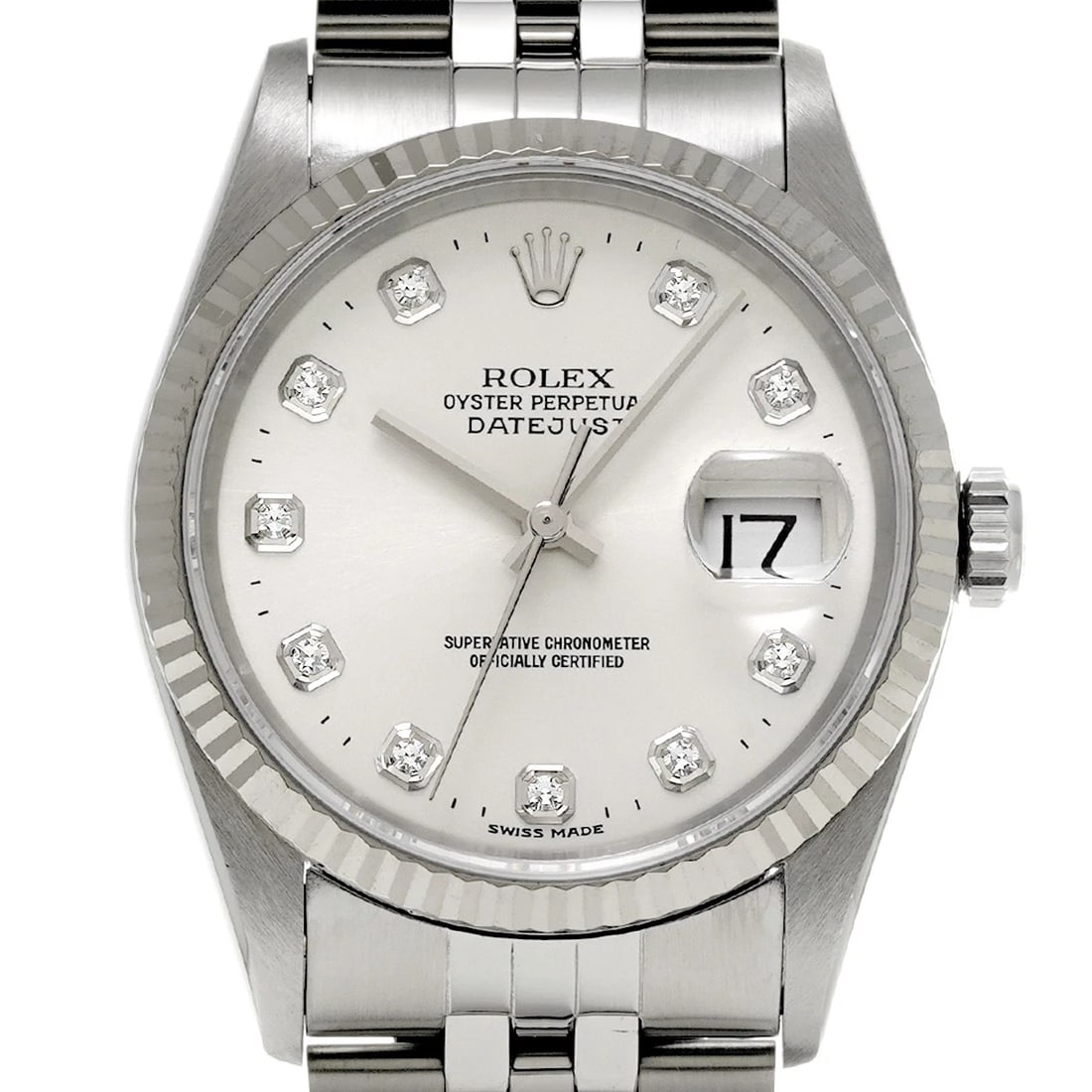 ROLEX DATEJUST 36 SILVER/DIAMOND WATCH - 4