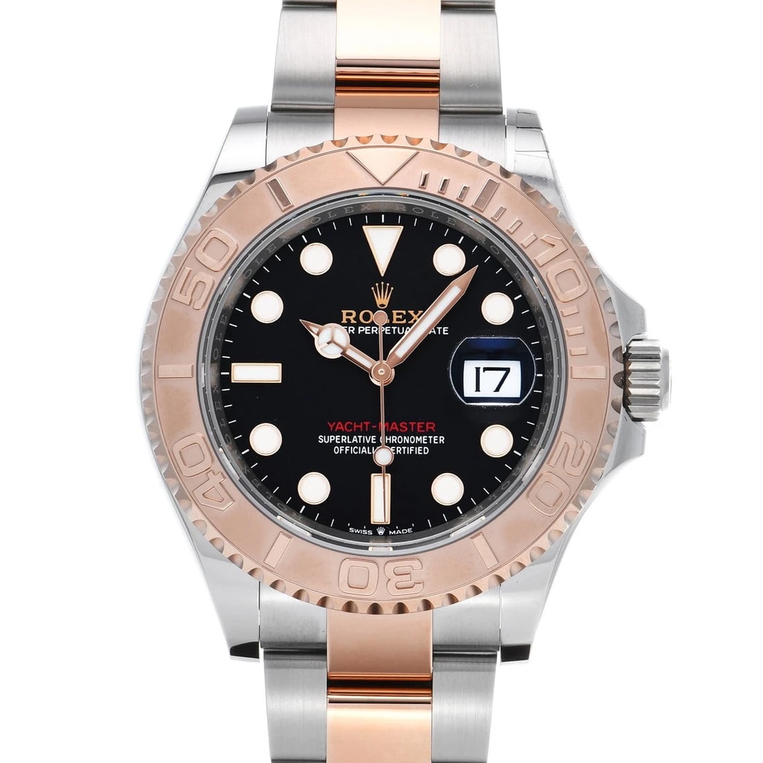 ROLEX YACHT-MASTER BLACK WATCH: ROLEX Yacht-Master black Watch Brand: ROLEX Type/Style: Wristwatch Material: Band Material Stainless steel/Everrose gold, Case Material Stainless steel Color: Dial Color black Size: Case Size H/about