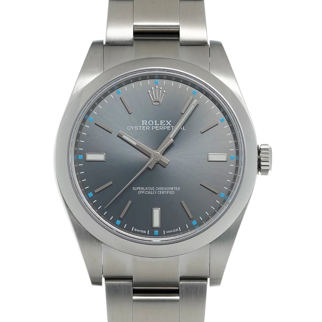 ROLEX OYSTER PERPETUAL 39 SLATE WATCH: ROLEX Oyster Perpetual 39 slate Watch Brand: ROLEX Type/Style: Wristwatch Material: Band Material none, Case Material Stainless steel Color: Dial Color slate Size: Case Size H/about 39mm W/about 39mm