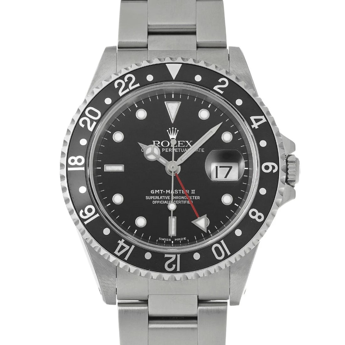 ROLEX GMT-MASTERII BLACK WATCH: ROLEX GMT-MasterII black Watch Brand: ROLEX Type/Style: Wristwatch Material: Band Material Stainless steel, Case Material Stainless steel Color: Dial Color black Size: Case Size H/about 40mm W/about 4