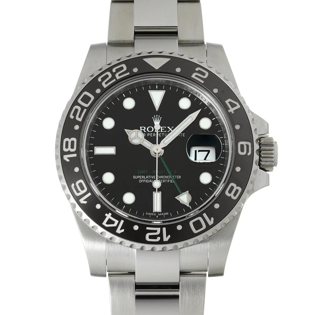 ROLEX GMT-MASTERII BLACK WATCH: ROLEX GMT-MasterII black Watch Brand: ROLEX Type/Style: Wristwatch Material: Band Material Stainless steel, Case Material Stainless steel Color: Dial Color black Size: Case Size H/about 40mm W/about
