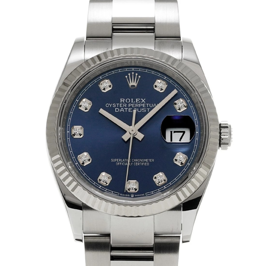 ROLEX DATEJUST 36 BRIGHT BLUE/DIAMOND WATCH: ROLEX Datejust 36 Bright blue/diamond Watch Brand: ROLEX Type/Style: Wristwatch Material: Band Material Stainless steel, Case Material Stainless steel Color: Dial Color Bright blue Size: Case Size H/a