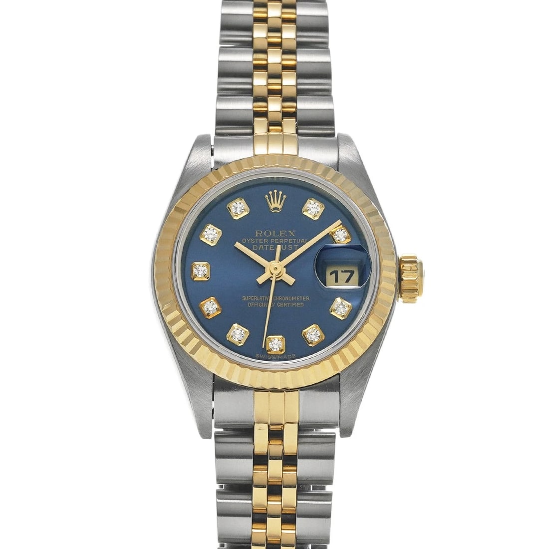 ROLEX DATEJUST BLUE/DIAMOND WATCH: ROLEX Datejust blue/diamond Watch Brand: ROLEX Type/Style: Wristwatch Material: Band Material Stainless steel/Yellow Gold, Case Material Stainless steel Color: Dial Color blue Size: Case Size H/about