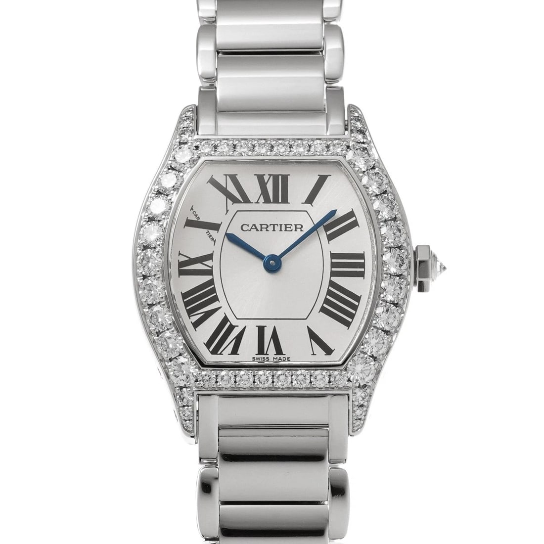 CARTIER TOCHU SILVER WATCH: CARTIER Tochu Silver Watch Brand: Cartier Type/Style: Wristwatch Material: Band Material White Gold, Case Material White Gold Color: Dial Color Dial Color Silver Case Color Silver Band Color Silver