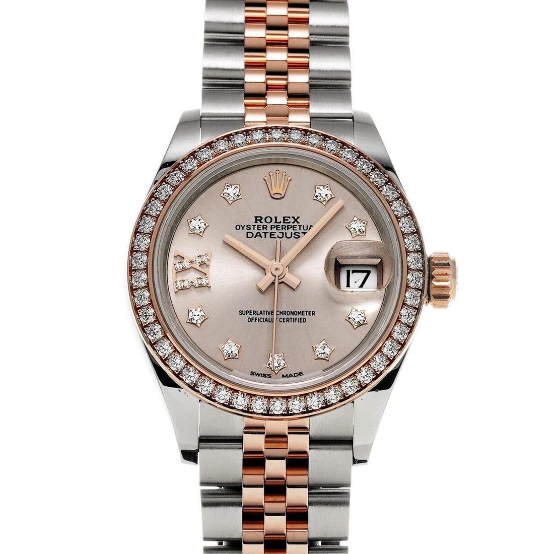 ROLEX DATEJUST 28 SUNDUST/DIAMOND WATCH: ROLEX Datejust 28 Sundust/diamond Watch Brand: ROLEX Type/Style: Wristwatch Material: Band Material Stainless steel/Everrose gold, Case Material Stainless steel Color: Dial Color Sundust Size: Case
