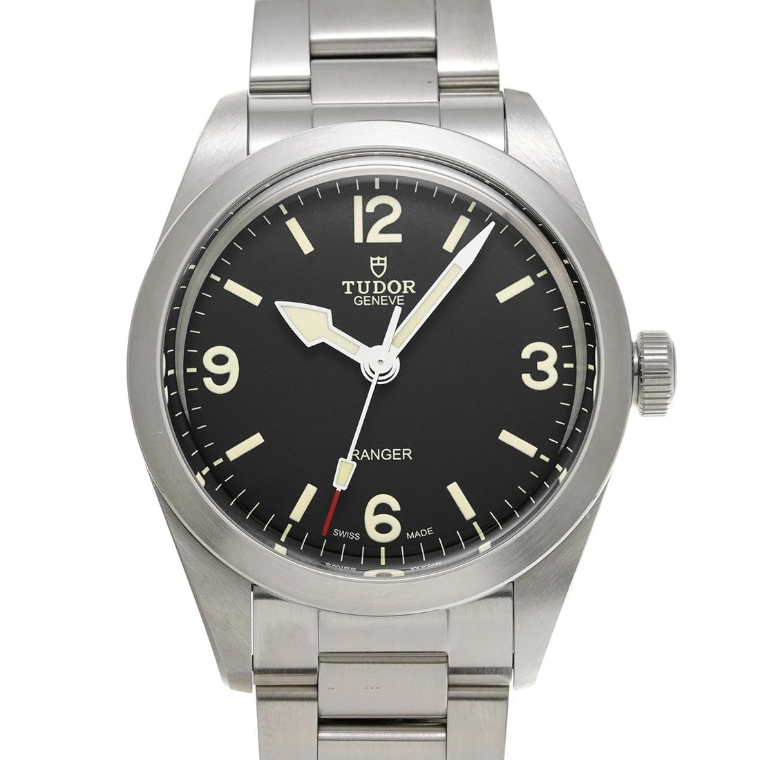 TUDOR RANGER BLACK WATCH: TUDOR Ranger black Watch Brand: TUDOR Type/Style: Wristwatch Material: Band Material Stainless steel, Case Material Stainless steel Color: Dial Color black Size: Case Size H/about 39mm W/about 39mm