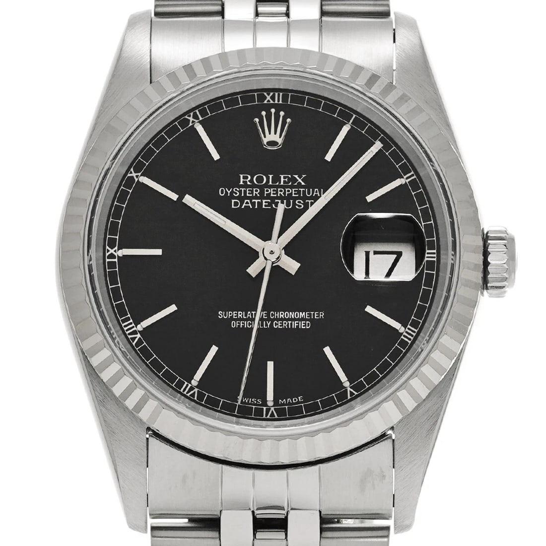ROLEX DATEJUST BLACK WATCH - 4