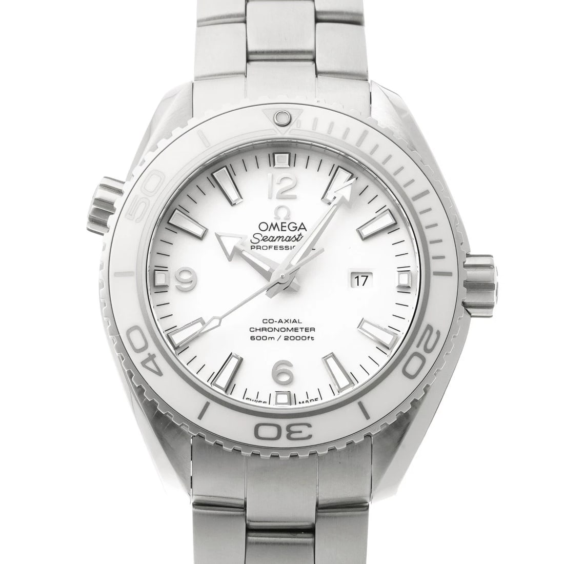 OMEGA SEAMASTER PLANET OCEAN WHITE WATCH: OMEGA Seamaster Planet Ocean white Watch Brand: OMEGA Type/Style: Wristwatch Material: Band Material Stainless Steel, Case Material Stainless Steel Color: Dial Color White Size: Case Size H/about