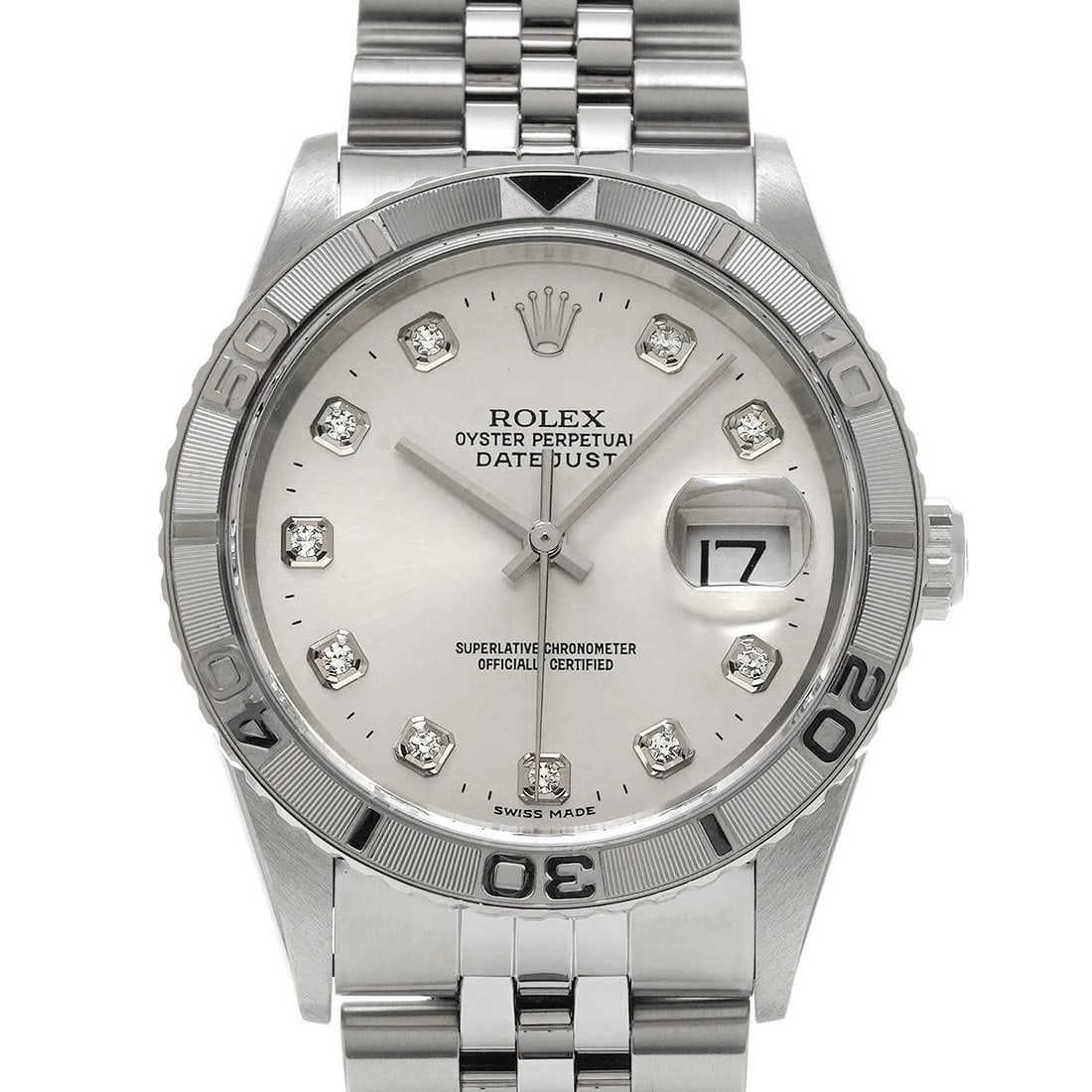 ROLEX DATEJUST THUNDERBIRD SILVER/DIAMOND WATCH: ROLEX Datejust Thunderbird Silver/diamond Watch Brand: ROLEX Type/Style: Wristwatch Material: Band Material Stainless steel, Case Material Stainless steel Color: Dial Color Silver Size: Case Size H/ab