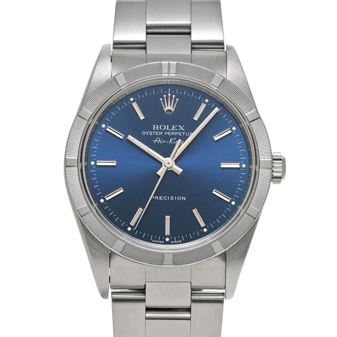 ROLEX AIR-KING BLUE WATCH: ROLEX Air-King blue Watch Brand: ROLEX Type/Style: Wristwatch Material: Band Material Stainless steel, Case Material Stainless steel Color: Dial Color blue Size: Case Size H/about 34mm W/about 34mm