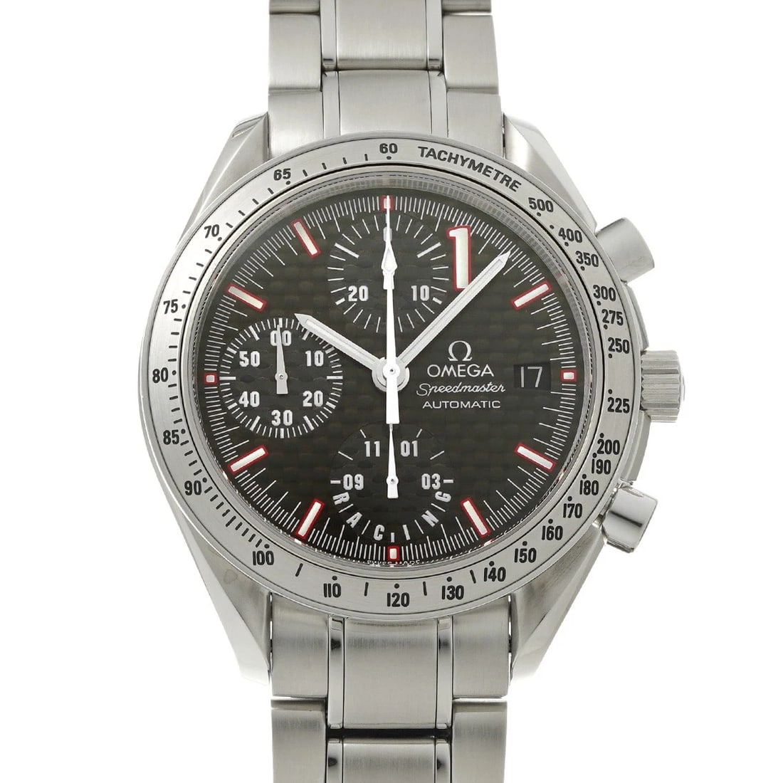 OMEGA SPEEDMASTER RACING MICHAEL SCHUMACHER BLACK WATCH: OMEGA Speedmaster Racing Michael Schumacher black Watch Brand: OMEGA Type/Style: Wristwatch Material: Band Material Stainless Steel, Case Material Stainless Steel Color: Dial Color Dial Color Black