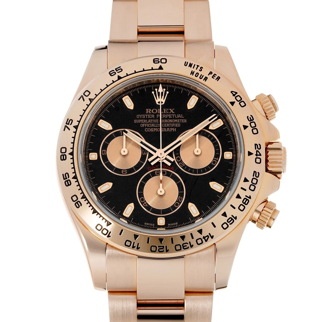 ROLEX COSMOGRAPH DAYTONA BLACK/PINK WATCH: ROLEX Cosmograph Daytona black/pink Watch Brand: ROLEX Type/Style: Wristwatch Material: Band Material Everrose gold, Case Material Everrose gold Color: Dial Color black Size: Case Size H/about 40mm