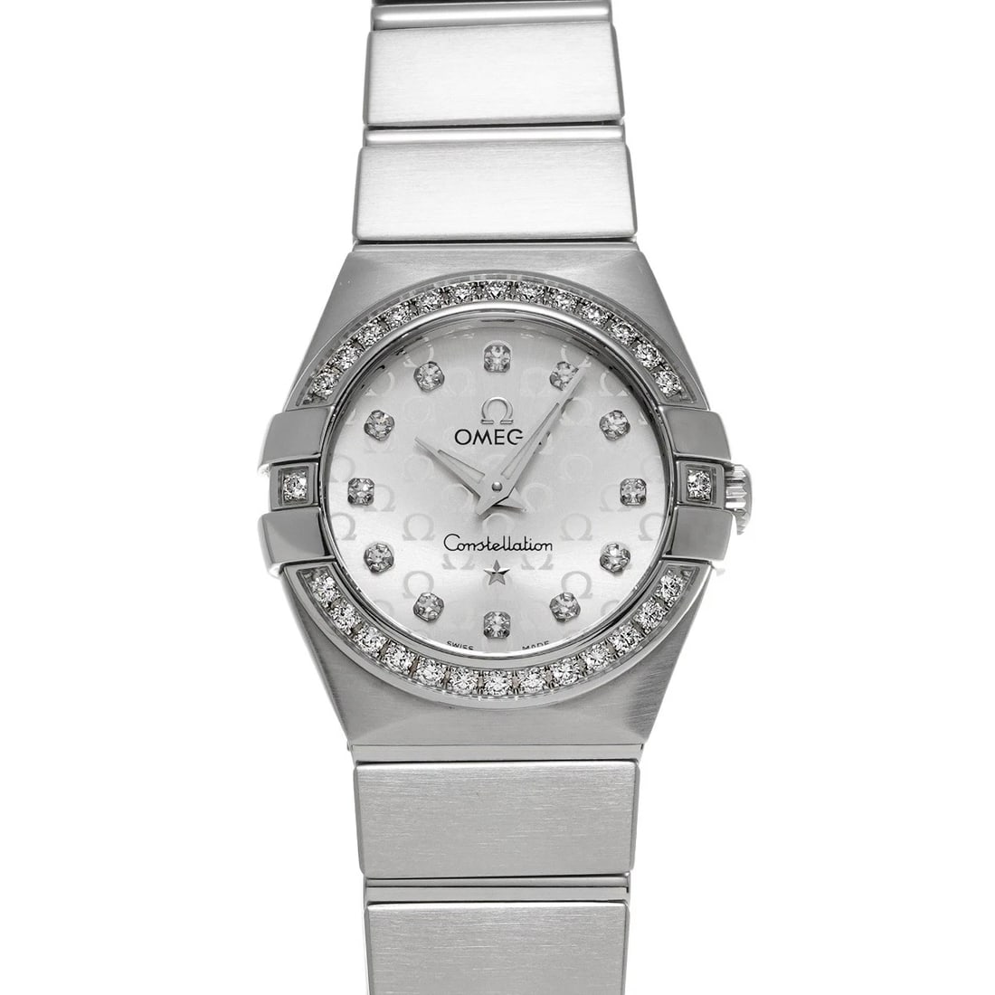 OMEGA CONSTELLATION QUARTZ SILVER/DIAMOND WATCH: OMEGA Constellation Quartz Silver/diamond Watch Brand: OMEGA Type/Style: Wristwatch Material: Band Material Stainless steel, Case Material Stainless steel Color: Dial Color Silver Size: Case Size H/ab