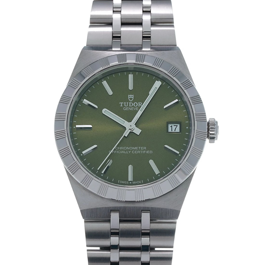 TUDOR ROYAL GREEN WATCH: TUDOR Royal green Watch Brand: TUDOR Type/Style: Wristwatch Material: Band Material Stainless steel, Case Material Stainless steel Color: Dial Color green Size: Case Size H/about 36mm W/about 36mm D/a
