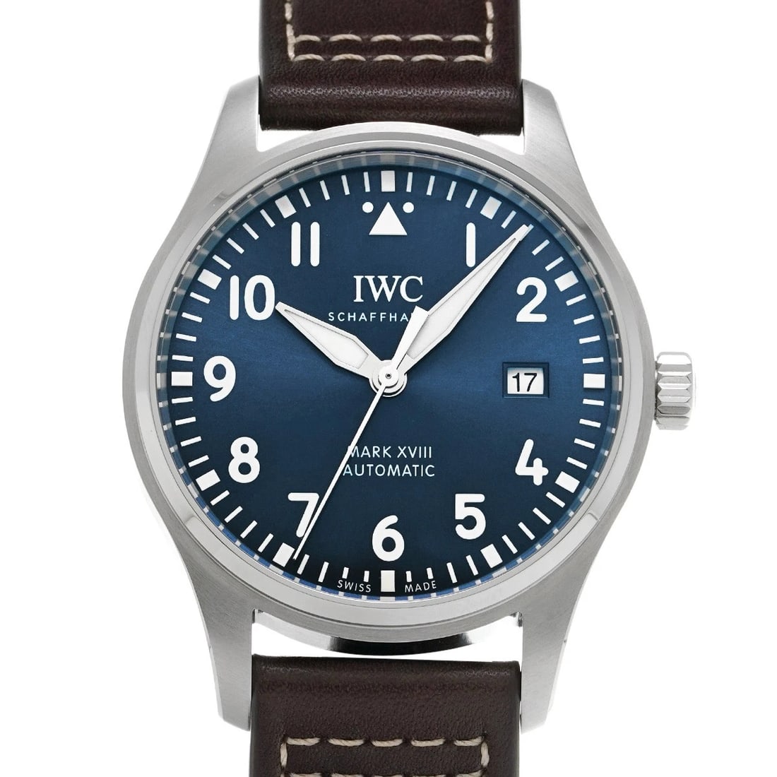 IWC PILOT'S WATCH MARK LE PETIT BLUE WATCH: IWC Pilot's Watch Mark Le Petit blue Watch Brand: IWC Type/Style: Wristwatch Material: Band Material Leather, Case Material Stainless Steel Color: Dial Color Dial Color Blue Case Color Silver Band Col
