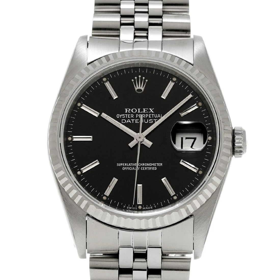ROLEX DATEJUST BLACK WATCH: ROLEX Datejust black Watch Brand: ROLEX Type/Style: Wristwatch Material: Band Material Stainless steel, Case Material Stainless steel Color: Dial Color black Size: Case Size H/about 36mm W/about 36mm 