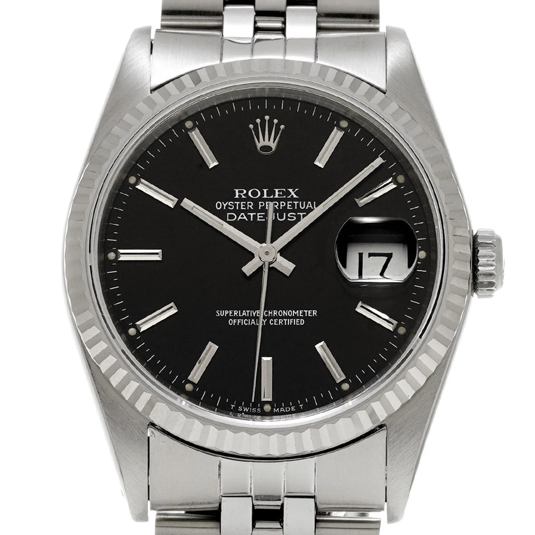 ROLEX DATEJUST BLACK WATCH - 4