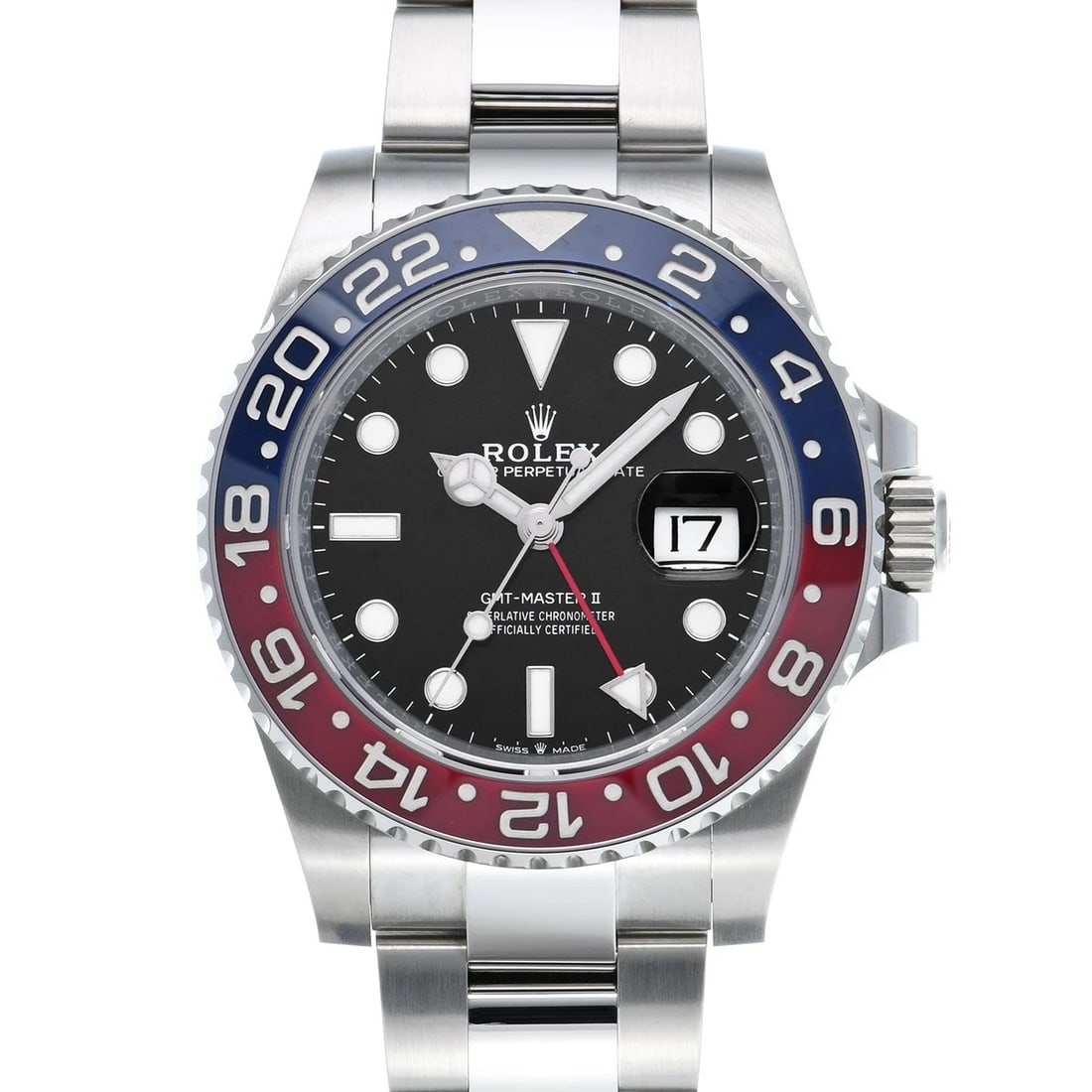 ROLEX GMT-MASTER II BLACK WATCH: ROLEX GMT-Master II black Watch Brand: ROLEX Type/Style: Wristwatch Material: Band Material Stainless steel, Case Material Stainless steel Color: Dial Color black Size: Case Size H/about 40mm W/about 