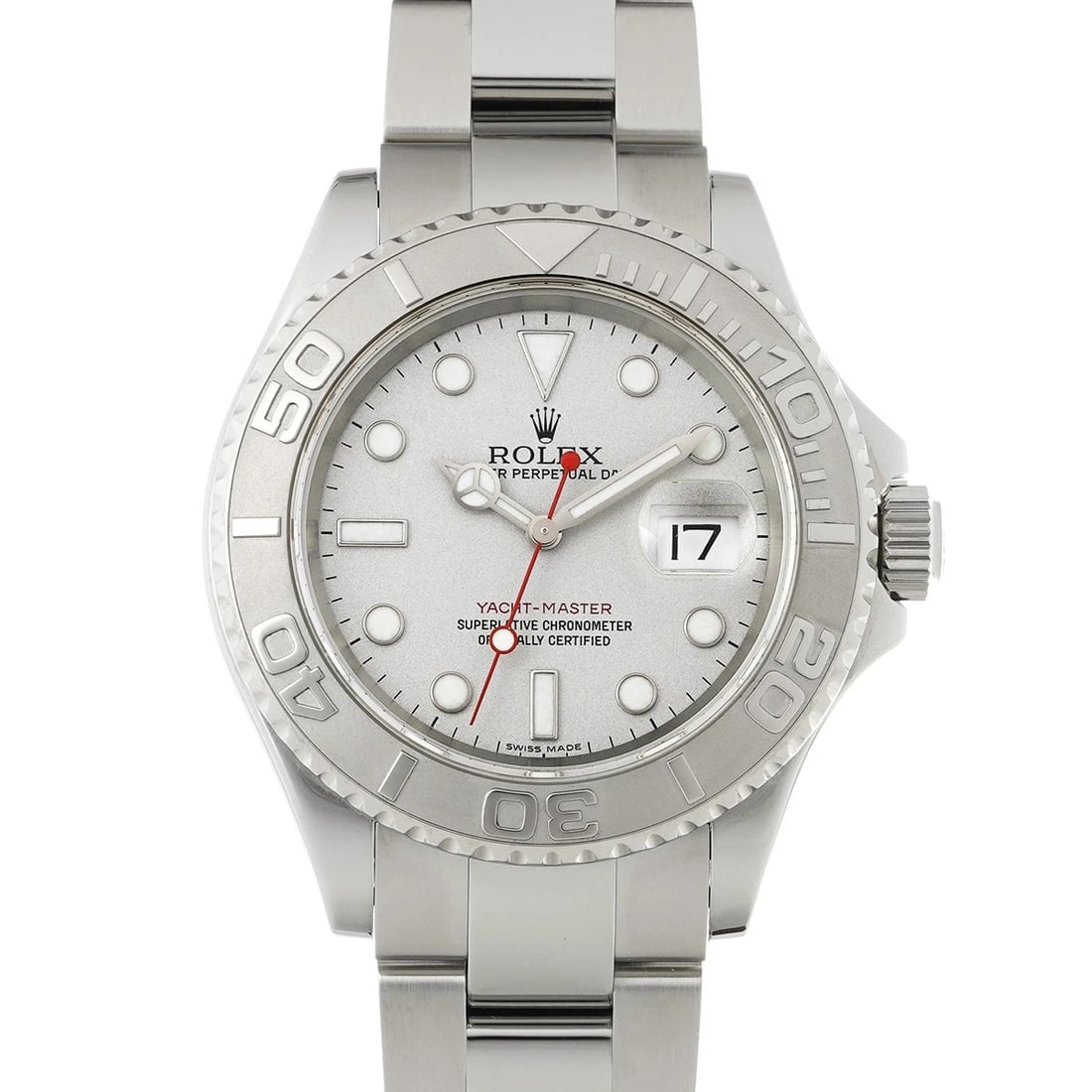 ROLEX YACHT-MASTER ROLESIUM GRAY WATCH: ROLEX Yacht-Master Rolesium gray Watch Brand: ROLEX Type/Style: Wristwatch Material: Band Material Stainless steel, Case Material Stainless steel Color: Dial Color gray Size: Case Size H/about 40mm W/