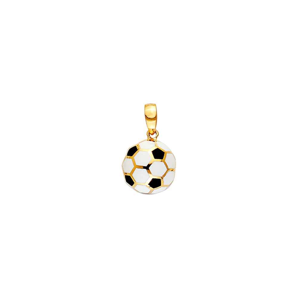 14KY ENAMEL SOCCER BALL (TRADITONAL): 14KY Enamel Soccer Ball (Traditonal) Type: Pendant Material Type: 14k Gold Material Color: Yellow Avg. Weight: 2.93 Gr. Size: Height : 13 mm, Width : 13 mm Accessories: None Notice: When p