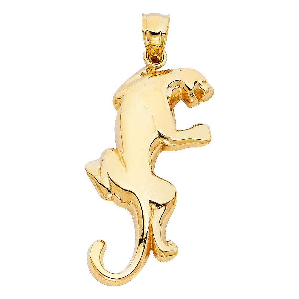 14KY PUMA PENDANT: 14KY Puma Pendant Type: Pendant Material Type: 14k Gold Material Color: Yellow Avg. Weight: 2.15 Gr. Size: Height : 31 mm Width : 18 mm Accessories: None Notice: When purchasing pre-owned