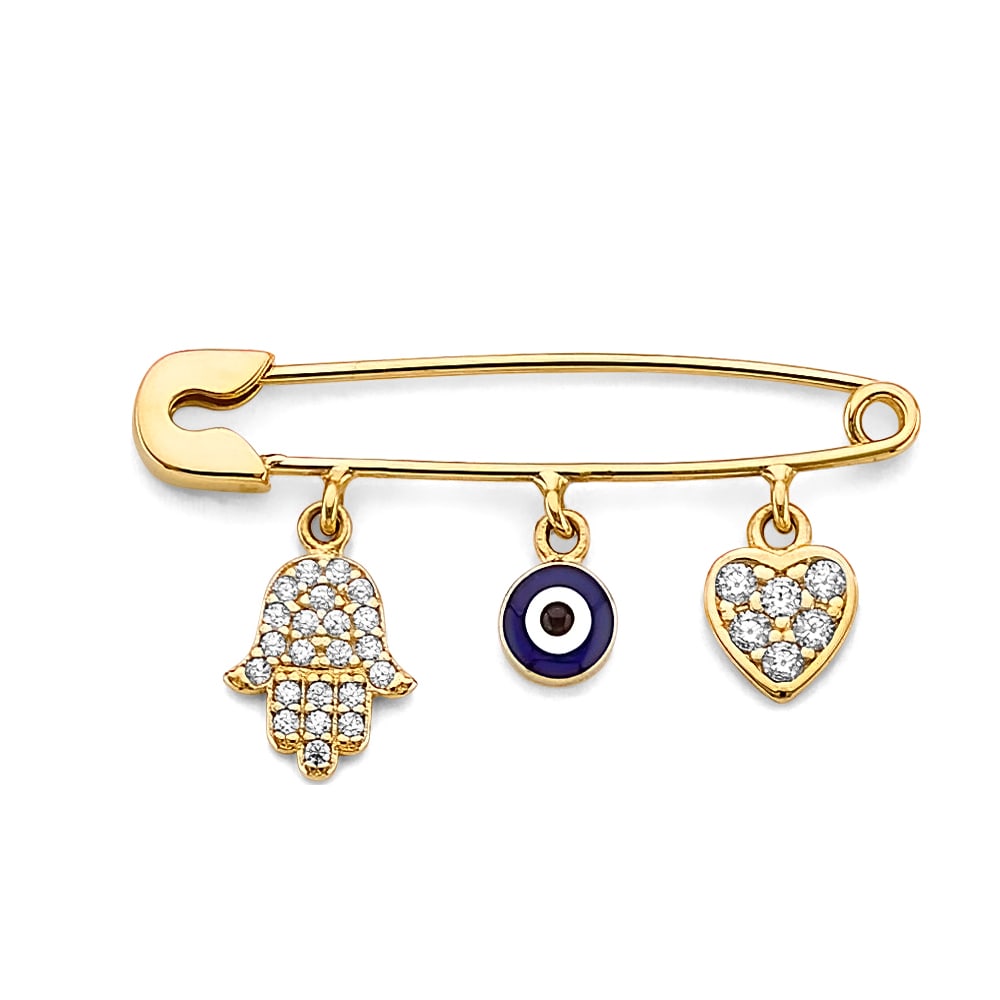 14KY HANG ON PIN PENDANT: 14KY Hang on Pin Pendant Type: Pendant Material Type: 14k Gold Material Color: Yellow Avg. Weight: 1.86 Gr. Size: Height : 18 mm, Width : 32 mm Accessories: None Notice: When purchasing pr