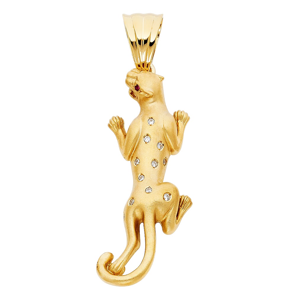 14KY CZ PUMA PENDANT: 14KY CZ Puma Pendant Type: Pendant Material Type: 14k Gold Material Color: Yellow Avg. Weight: 9.18 Gr. Size: Height : 48 mm Width : 18 mm Accessories: None Notice: When purchasing pre-owned goods,